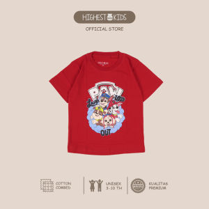 Highest Kids - Kaos Anak Cowok Cewek Gambar Paw Patrol Warna Merah dan Pink Bahan Cotton Combed 30s Ukuran S M L XL Usia 3th 4th 5th 6th 7th 8th 9th 10th HKTS77