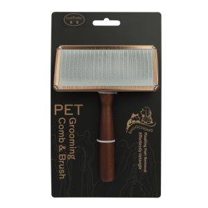 SQMETR Tay cầm bằng gỗ nguyên khối. Lược chải lông thú cưng Lược cỡ lớn Tay cầm thoải mái. Bàn chải chải lông chó Thoải mái Làm sạch nút tóc Máy tẩy lông động vật dành cho chó và mèo