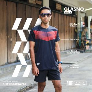 DiCE PRIME Jersey Glasno Black Kaos Olahraga Dryfit Polyester Premium