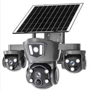 12MP Solar Powered WIFI 3 Lens V380 Pro Wireless Surveillance PTZ Camera 4K Outdoor Security CCTV Camera