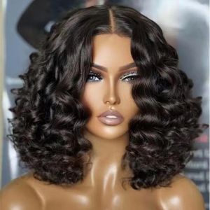 Amazon Cosplay Wig Female Front Lace Headgear Matte High Temperature Silk Full Top Headgear Short Curly Hair Waves
