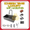 KITCHEN SINK SATU LUBANG ICHSAN 7545 LUXURY BLACK ORIGINAL BERKUALITAS PAKET LENGKAP BAK CUCI PIRING ORIGINAL DAPUR MINIMALIS DAPUR MODERN. 