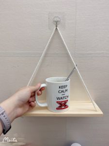 Kệ treo tường bằng gỗ decor tặng dây thừng và móc treo