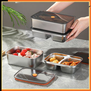Food-grade Portable Stainless Steel Lunch Boxes Double-compartment Bento Boxes Refrigerator Storage Boxes