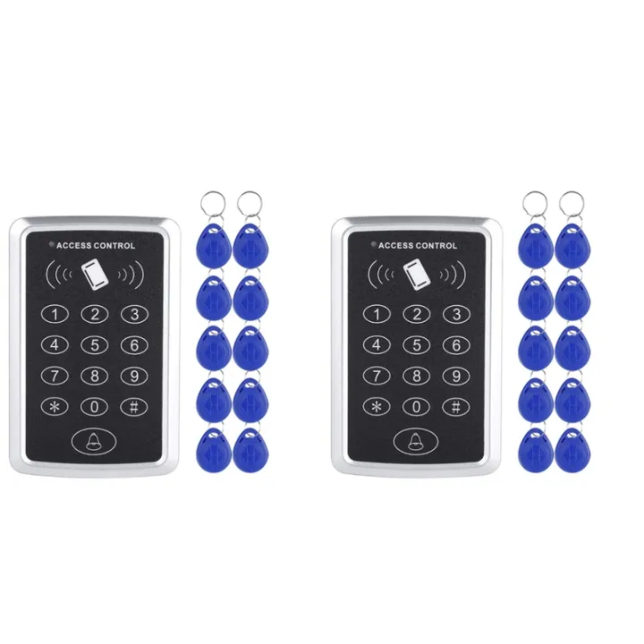 2X 125KHz RFID Access Control Keypad EM Card Reader Door Access Control ...