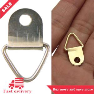 [COD] 20Pcs Pack Golden Brass Triangle Photo Picture Frame Wall Mount Hook Hanger Ring