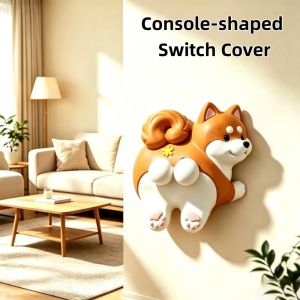 UNQIN 3D Printed Light Switch Guard Covers Dog Creative Joystick Switch Stickers Creativity Figurine Self-Adhesive Console-shaped Switch Cover Home Decoration