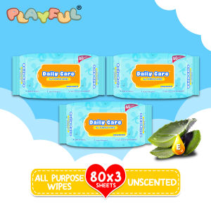 Daily Care All Purpose Wipes Unscented Blue 80s pack of 3