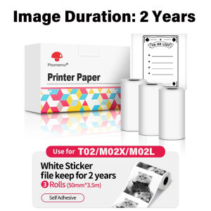 Phomemo 50mm Continuous Thermal Sticker For T02 M02 M03 M04S M04AS Printer(3 Rolls)