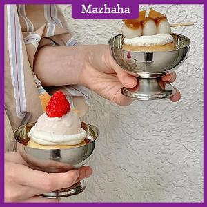 Mazhaha Ice Cream Cups Salad Bowl Stainless Steel Bowl Dessert Fruit Plate Snack Dish Party Supplies