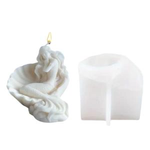 แม่พิมพ์นางเงือกเปลือกหอยที่สมจริงแบบพกพาได้งานหัตถกรรมแม่พิมพ์ซิลิโคนสำหรับรายละเอียดเปลือกหอยนางเงือกมีเสน่ห์มีกลิ่นหอม