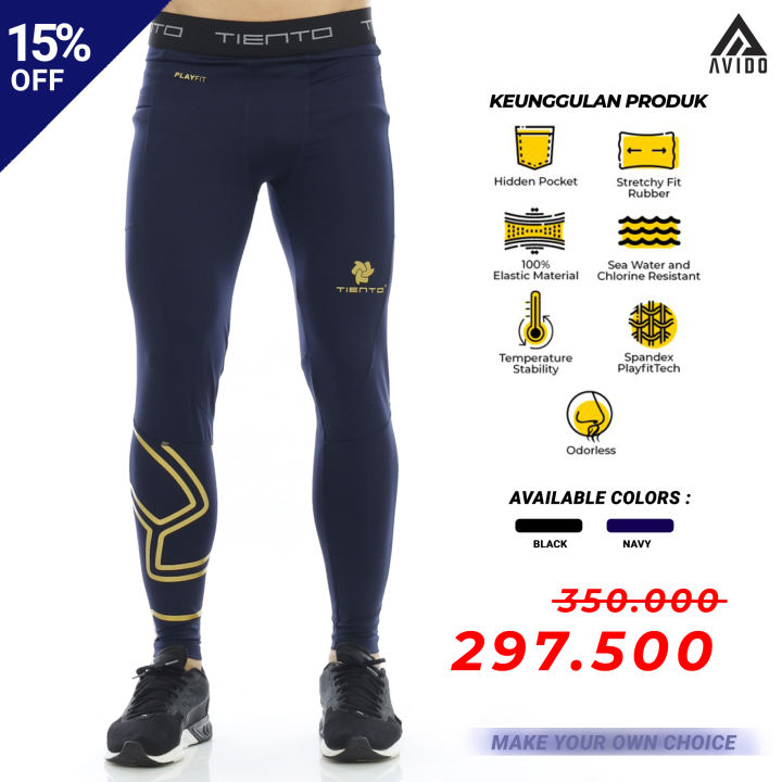 Tiento Baselayer Men Rashguard Compression Celana Panjang Olahraga
