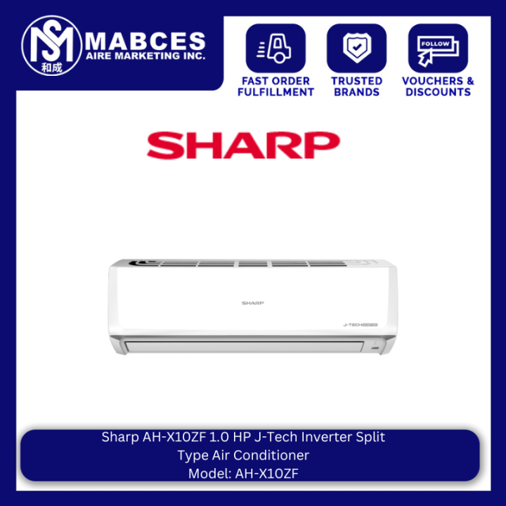 Sharp AH-X10ZF 1.0 HP J-Tech Inverter Split Type Air Conditioner ...