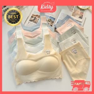 KIDSY Seamless Girl/kids Ice Silk Bra Set 8-16Y High Quallity Teenager Seamless Cool Underwear