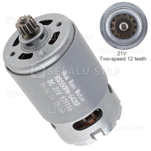 RS550 Motor DC 19500 RPM 21V dengan Dua Kecepatan 12/9 Gigi dan Gear Box Torsi Tinggi untuk Bor Listrik/Obeng High speed Pengganti Bor Baterai Cordless