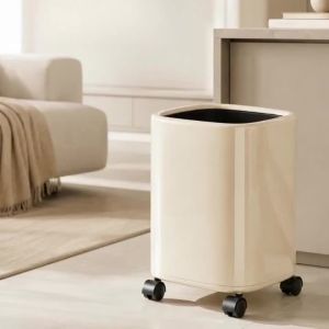 FFBH Kitchen Trash Can Large Capacity Mobile Food Waste Bin Recycling Double Layered Simple Wastebasket Luxury Bathroom Litter Bins P7Q2M