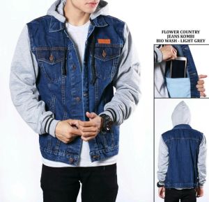 Jaket Jeans Pria Model Hoodie Berkupluk Denim Premium Reglan Flecce Terbaru - Jaket Jeans Model Hoodie Ada Kupluknya + Jaket Denim Jeans Hoodie Premium Terpopuler Kualitas Distro Tampilan Keren Berkelas Dan Elegan