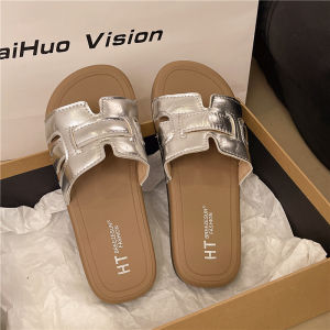 [Free Shipping] WomenS Slippers 2025 New Summer Flat Outdoor Sandals To Pair With Skirts High-End One-Strap Slippers