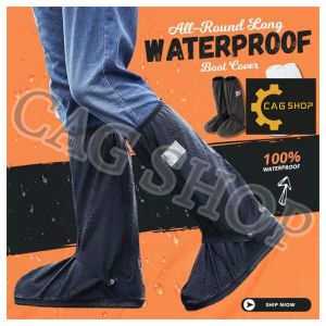CAG High Tube Waterproof Rain Boot Covers Non-Slip Outdoor Shoe Protectors Durable Elastic Band Shoe Covers for Men and Women