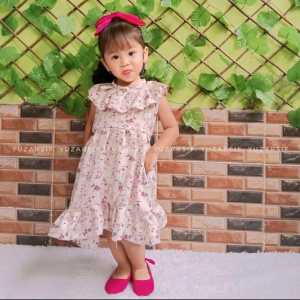 Dress Tunik Anak Perempuan Motif Bunga Sleting 2-7 Tahun