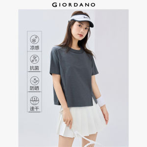 Giordano Women Ice cooling exposed seam slit short sleeve tee Free Shipping 05325441