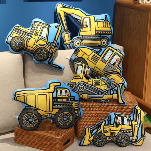 hot Fun Construction Plush Toys Cartoon Bulldozer Excavator Truck Stuffed Doll Soft Hug Pillow Chair Cushion Gift Kids Boys Playtime