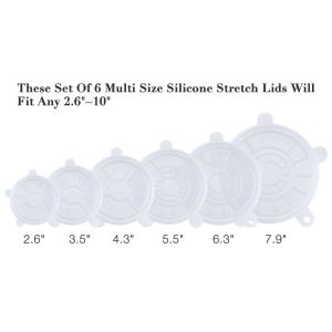 6PCS Silicone Stretch Lids Reusable Flexible Food Cover & Bowl Cover