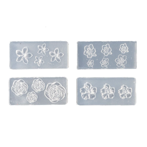 Multi Use Silicone Flower Shapers Professional 3D Gel Nail Sculpting Forms 4 Pieces Set Flower Nail Decorations