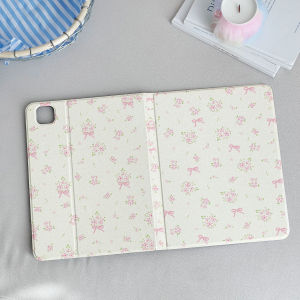 เคส iPad gen9 gen8 gen7 10.2 Air7 Gen11 pro11 2024 ซิลิก้าเจล พร้อมถาดใส่ปากกา Floral Bow เคสไอแพด Air6/7 13 Pro13 2024