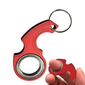 LALEUCA Aluminium Alloy Revolve Fingertip Keyring Anti-Anxiety Relieve Boredom Fidget Spinner Keychain Finger Fidget Ring Key Ring Creative Fingertip Spinning Keyring Party Gift