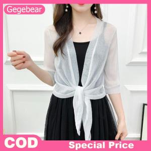 Gege bear🔥🔥🔥 Stylish Jacket Cardigan Half Sleeve Front Lace-up Coat Ladies Thin Sunscreen Short Jacket