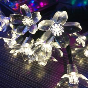 LED Outdoor lighting/ Solar lamp Cherry blossom style White/ Gold (warm white)/ Rainbow light Waterproof  garden lawn outdoor decorated holiday lights Use solar power 4.8 meters 20LED