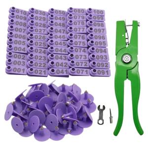 100pcs Livestock Ear Mark With Applicator Tool For Farm Use Colorful Numbered Ear Mark with Pin For Animal Monitoring
