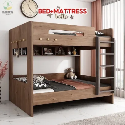 [CozyNest ]FM Bunk Bed Baby Frame Double Decker For Kids s Modern Queen Bunk Bed With Drawer Mattress Set High Quality Wood Bed