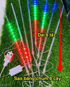 Bộ Đèn Led Sao Băng Đủ Màu 8 Ống 45cm Siêu Đẹp - Hiệu Ứng Giọt Nước - Chống Nước Tuyệt Đối