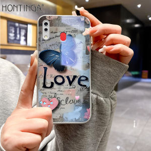 Hontinga Tempered Glass Casing Cases For Samsung Galaxy A56 A26 A25 A05 A05S A20 A20S A21S A22 A23 A24 A30 A30S A31 A32 A33 A34 A42 5G 4G Case Shining Butterfly Moon Phone Case Back Cover Casing Hard Case
