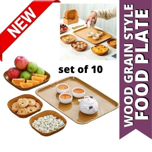 Zeal Chinese style amine wood grain snacks tray dried fruits plate ...