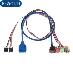 E-WOITD USB 2.0 + 3.0 Cổng Chassis PC máy tính trường hợp âm thanh Bảng điều khiển phía trước thay thế cáp 70cm
