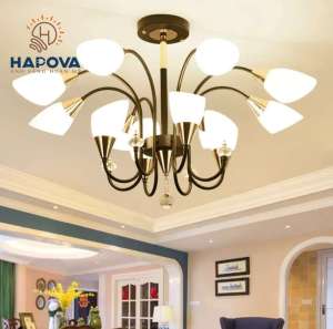 Đèn trần trang trí phòng khách 15 tay HAPOVA DAZIL 0808+ Tặng kèm bóng E14 3 chế độ
