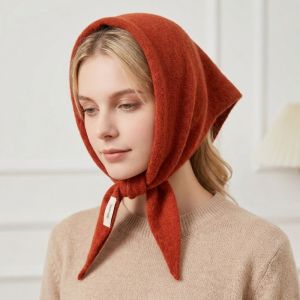 BEAUTYLADIES Solid Color Wool Headscarf Bohemian Triangular Triangle Shawl Elegant Ear Protectors Knitted Scarf Women