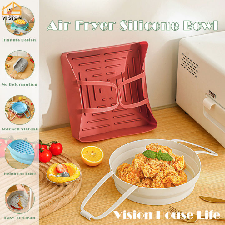Vision Silicone Baking Mat for Air Fryers and Ovens Reusable Air Fryer Pot  Replacement of Flammable Parchment Paper Easy To Clean with Extended