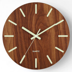 DIYMO 12-inch wooden wall clock luminous silent clock creative luminous fluorescent clocks