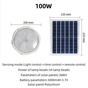 Solar Ceiling Light LED Solar Ceiling Light Waterproof Chandelier LED Indoor Outdoor Lamp Decorative Light With Remote Control