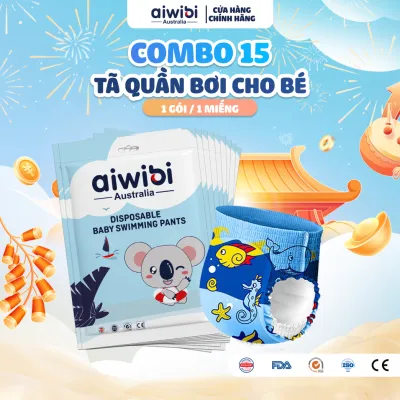 [Combo 15] Tã/Bỉm Quần Bơi Cao Cấp Aiwibi 1 Miếng/Gói Nhiều Size L/XL/XXL/XXXL