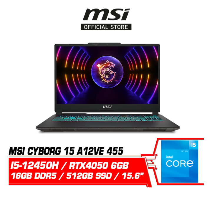 Msi Cyborg 15 A12ve 455 15 6 Inch Fhd Ips 144hz Intel I5 12450h 16gb Ddr5 512gb Ssd