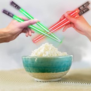 GUHEHARD Washable Light Saber Chopsticks Reusable Detachable Luminous Chopstick Household Glowing LED Chopstick Party