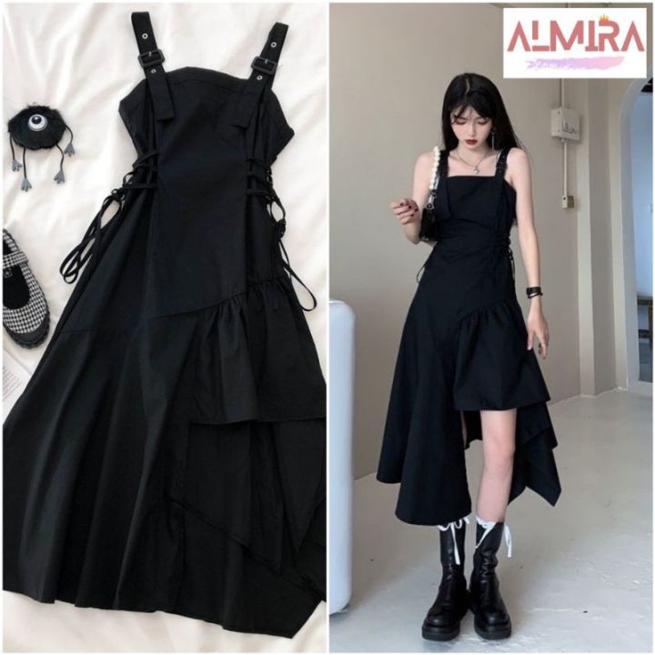 Váy đen kèm thắt lưng phong cách cool girl, ngầu, chất giá rẻ. | Shopee  Việt Nam