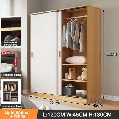 70-Inch Sliding Door Wardrobe Cabinet with Hanging Rod Large Space Storage Closet Large Space-Saving Cabinet para sa Clothes & Linens