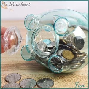 【The Warmheart】 Transparent Pig Toy For Gift Kids Coins Piggy Bank Props Clear Pig Plastic Piggy Bank Coin Money Cash Collectible Saving Box