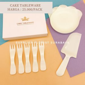 CAKE TABLEWARE REUSEABLE 5 SENDOK 5 GARPU 1 PISAU